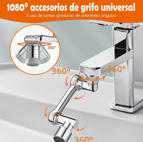 Grifo Giratorio-Ahorrador Universal 1080º de Metal