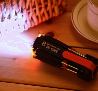 Destornillador con Linterna Multifunción 8 en 1