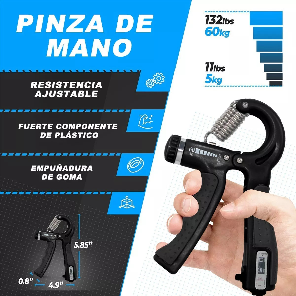 Hand Grip Force Set Ejercitadores de manos 5 en 1
