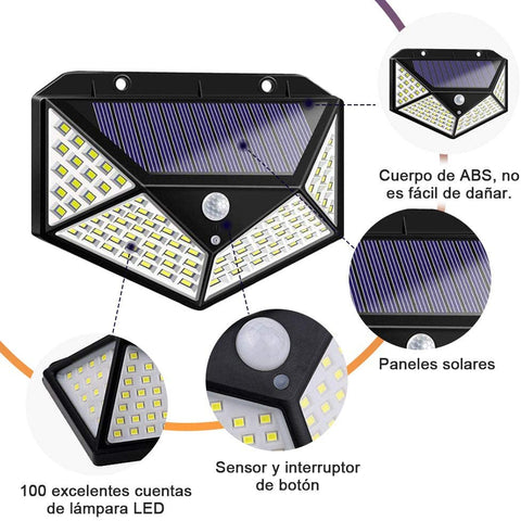 Lámpara Solar LED con Sensor de Movimiento 2x1